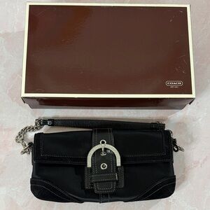 🔥RARE VINTAGE Coach SoHo limited ed Black Satin, Suede, Velvet, Crystal buckle